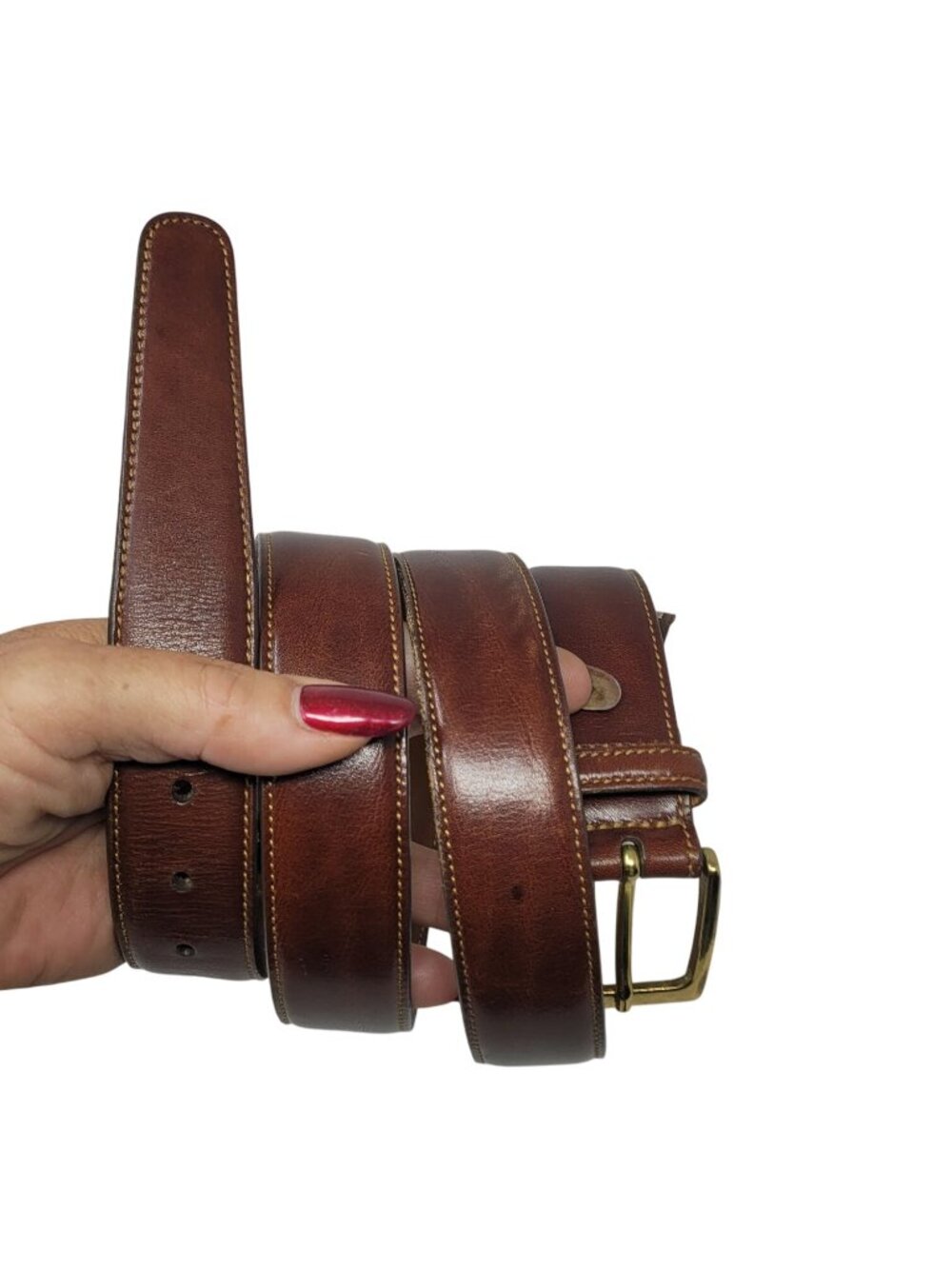 Trafalgar Handcrafted Cortina Leather Belt Gold Buckle 40" Chestnut‎ Classic USA